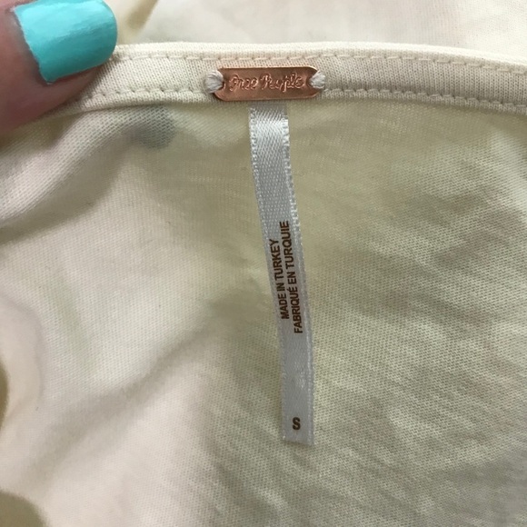 Free People What’s Up Henley Ivory Cream Short Sleeve T-shirt Small Button Front - Picture 7 of 8